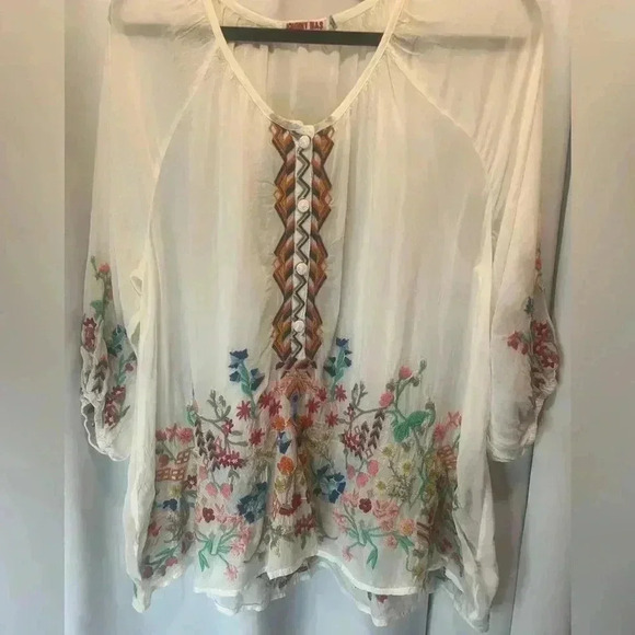 Johnny Was Sarah Blouse Embroidered Boho C 16319-2 - Picture 3 of 6
